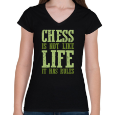 PRINTFASHION It has rules - Chess - Női V-nyakú póló - Fekete női póló