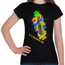 PRINTFASHION it's a saxophone day - Női póló - Fekete