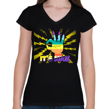 PRINTFASHION IT'S NICE - Női V-nyakú póló - Fekete női póló