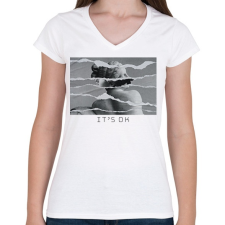 PRINTFASHION It's OK - szobrok - Női V-nyakú póló - Fehér női póló