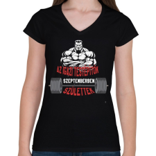 PRINTFASHION IT Szeptember - Női V-nyakú póló - Fekete női póló