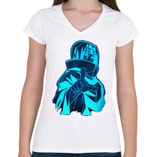 PRINTFASHION Itachi Ghost - Női V-nyakú póló - Fehér női póló