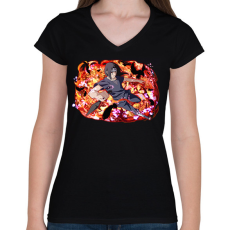PRINTFASHION Itachi Uchiha attack - Női V-nyakú póló - Fekete