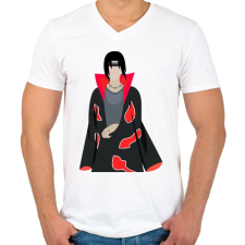 PRINTFASHION Itachi Uchiha - Férfi V-nyakú póló - Fehér férfi póló