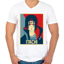 PRINTFASHION Itachi Uchihaa - Férfi V-nyakú póló - Fehér férfi póló