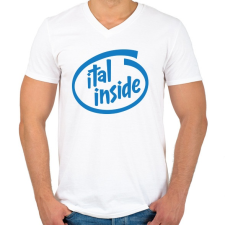 PRINTFASHION Ital Inside - Férfi V-nyakú póló - Fehér férfi póló