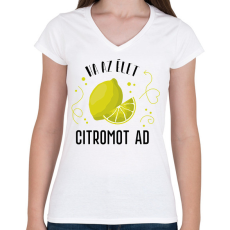 PRINTFASHION Ital páros - Citrom - Női V-nyakú póló - Fehér