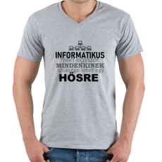 PRINTFASHION ithero-hu-light - Férfi V-nyakú póló - Sport szürke