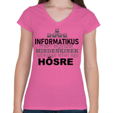 PRINTFASHION ithero-hu-light - Női V-nyakú póló - Rózsaszín női póló