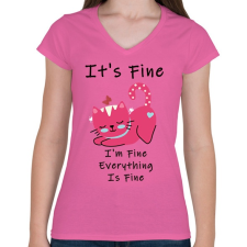 PRINTFASHION its fine - Női V-nyakú póló - Rózsaszín női póló