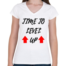 PRINTFASHION Itt az idő fejlődni - Női V-nyakú póló - Fehér női póló