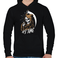 PRINTFASHION Itt az idő - Férfi kapucnis pulóver - Fekete férfi pulóver, kardigán