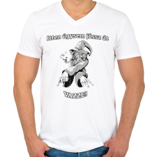 PRINTFASHION Itt úgysem jössz át - Gandalf - Gyűrűk ura - Férfi V-nyakú póló - Fehér férfi póló