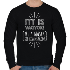 PRINTFASHION Itt vagyok - Férfi pulóver - Fekete