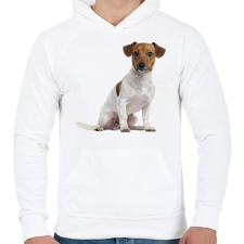 PRINTFASHION Jack Russel kutyás póló - Férfi kapucnis pulóver - Fehér férfi pulóver, kardigán