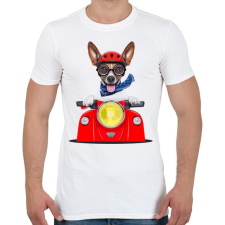 PRINTFASHION Jack Russel motorozik - Férfi póló - Fehér férfi póló