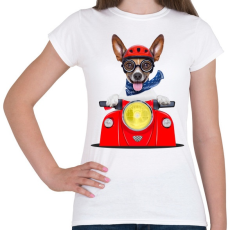 PRINTFASHION Jack Russel motorozik - Női póló - Fehér