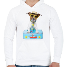 PRINTFASHION Jack Russel póló - Férfi kapucnis pulóver - Fehér férfi pulóver, kardigán