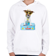 PRINTFASHION Jack Russel póló - Gyerek kapucnis pulóver - Fehér gyerek pulóver, kardigán
