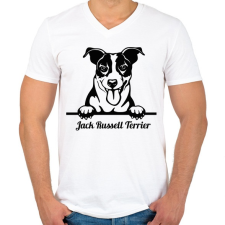 PRINTFASHION Jack Russel Terrier - Férfi V-nyakú póló - Fehér férfi póló