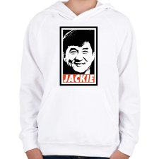 PRINTFASHION Jackie Chan - Gyerek kapucnis pulóver - Fehér gyerek pulóver, kardigán