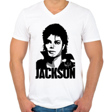 PRINTFASHION Jackson - Férfi V-nyakú póló - Fehér férfi póló