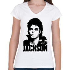 PRINTFASHION Jackson - Női V-nyakú póló - Fehér
