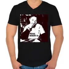 PRINTFASHION Jafi - Férfi V-nyakú póló - Fekete férfi pulóver, kardigán
