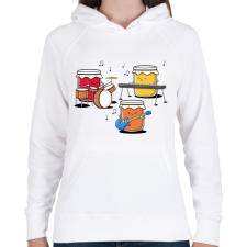 PRINTFASHION Jam session - Női kapucnis pulóver - Fehér női pulóver, kardigán