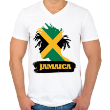 PRINTFASHION Jamaica - Férfi V-nyakú póló - Fehér férfi póló