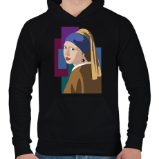 PRINTFASHION Jan Vermeer - Leány gyöngy fülbevalóval - Férfi kapucnis pulóver - Fekete