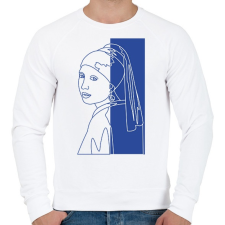 PRINTFASHION Jan Vermeer - Leány gyöngy fülbevalóval - Vonalas - Férfi pulóver - Fehér férfi pulóver, kardigán