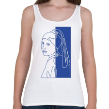 PRINTFASHION Jan Vermeer - Leány gyöngy fülbevalóval - Vonalas - Női atléta - Fehér női trikó