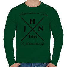 PRINTFASHION János 3:16 - Férfi pulóver - Sötétzöld férfi pulóver, kardigán