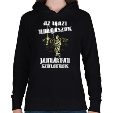 PRINTFASHION Januári horgász - Női kapucnis pulóver - Fekete
