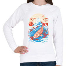 PRINTFASHION Japán hal - Női pulóver - Fehér női pulóver, kardigán