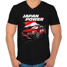 PRINTFASHION Japan Power Racing - Férfi V-nyakú póló - Fekete