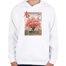 PRINTFASHION Japán sakura fa - Gyerek kapucnis pulóver - Fehér gyerek pulóver, kardigán