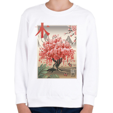 PRINTFASHION Japán sakura fa - Gyerek pulóver - Fehér gyerek pulóver, kardigán
