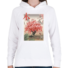 PRINTFASHION Japán sakura fa - Női kapucnis pulóver - Fehér
