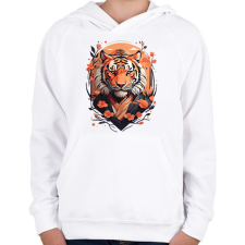 PRINTFASHION Japán tigris - Gyerek kapucnis pulóver - Fehér gyerek pulóver, kardigán