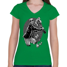 PRINTFASHION Jason gitárral - Női V-nyakú póló - Zöld női póló