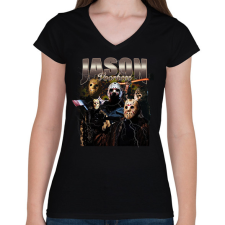 PRINTFASHION Jason Voorhees - Női V-nyakú póló - Fekete női póló