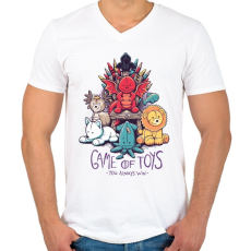 PRINTFASHION Játékok harca - Férfi V-nyakú póló - Fehér