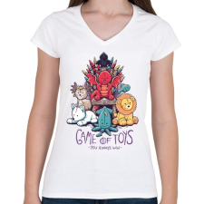 PRINTFASHION Játékok harca - Női V-nyakú póló - Fehér női póló