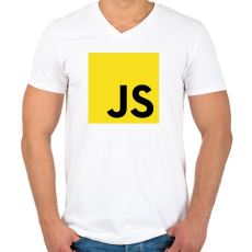 PRINTFASHION JavaScript - Férfi V-nyakú póló - Fehér