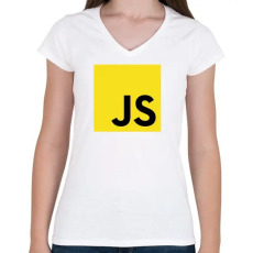 PRINTFASHION JavaScript - Női V-nyakú póló - Fehér