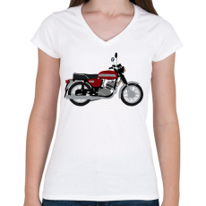 PRINTFASHION Jawa 350  - Női V-nyakú póló - Fehér