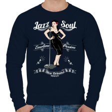 PRINTFASHION Jazz & Soul - Férfi pulóver - Sötétkék férfi pulóver, kardigán