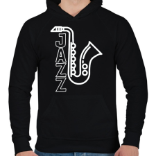 PRINTFASHION Jazz - Férfi kapucnis pulóver - Fekete férfi pulóver, kardigán